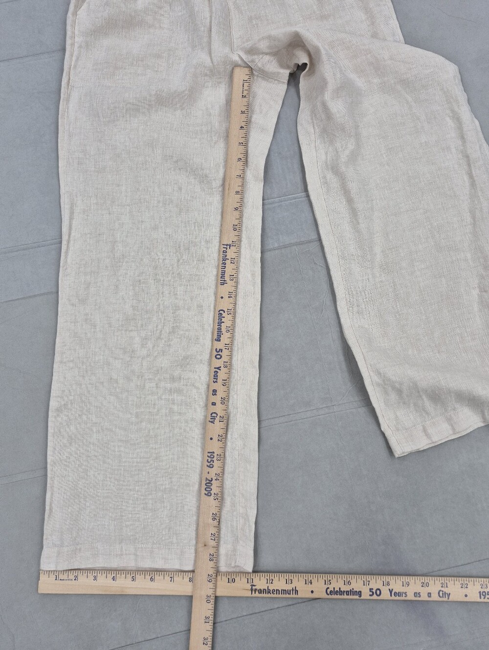 Lands End Pull On Linen pants women's 12P cream wide leg super soft waistband - Picture 6 of 11
